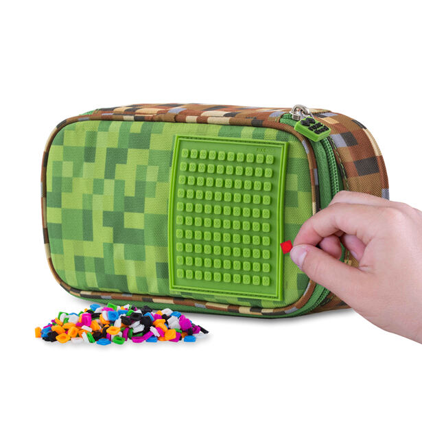 PIXIE CREW študentský peračník pre fanúšikov MINECRAFT zeleno-hnedý