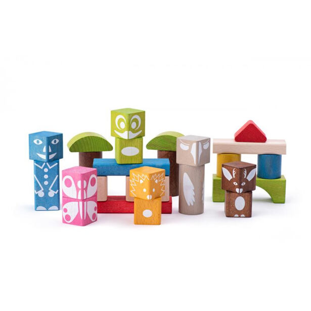 Woody Kocky farebné s potlačou 26 ks - 3,3 cm