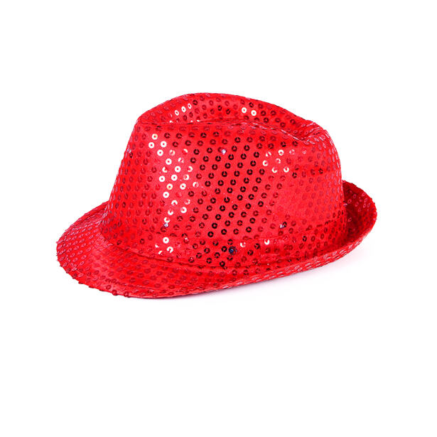 Rappa Klobouk disco červený s LED světlem pro dospělé