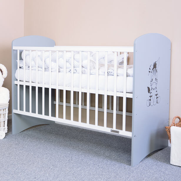 Detská postieľka New Baby LEO Zebra bielo-šedá