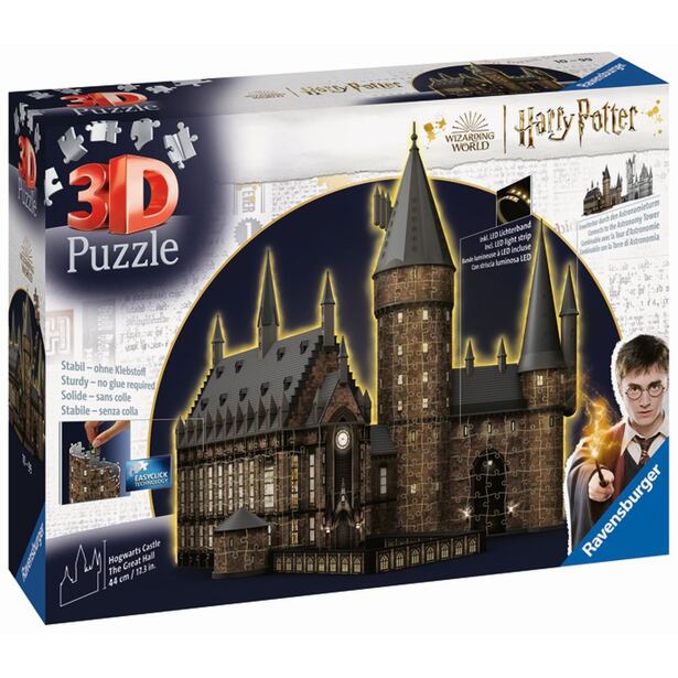 Ravensburger Harry Potter: Rokfortský hrad - Veľká sieň (Nočná edícia) 3D Puzzle 540 dielikov