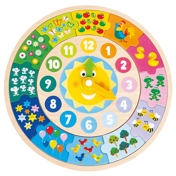 New Classic Toys Drevené hodiny + puzzle