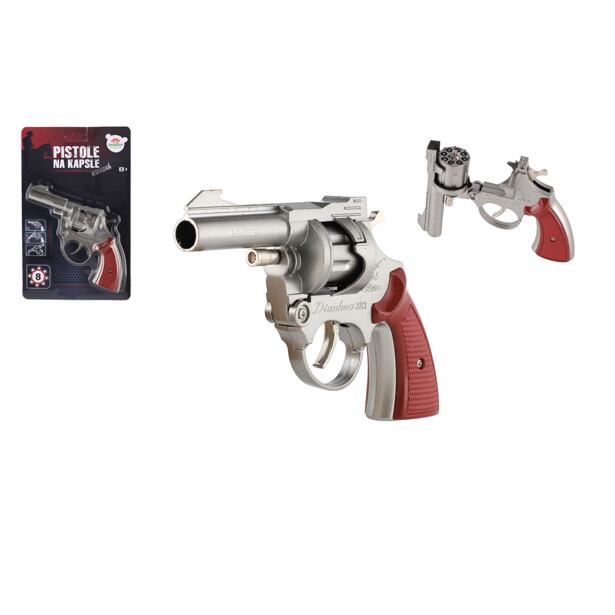 Teddys Revolver/Pistole für Kapseln, 8 Schuss, Metall, 18 cm