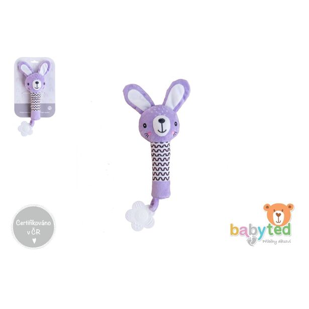Babyted Zajačik pískatko / hryzátko plyš 25cm fialový