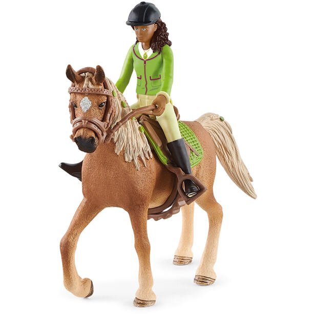 Schleich Čiernovláska Sarah s pohyblivými kĺbmi na koni