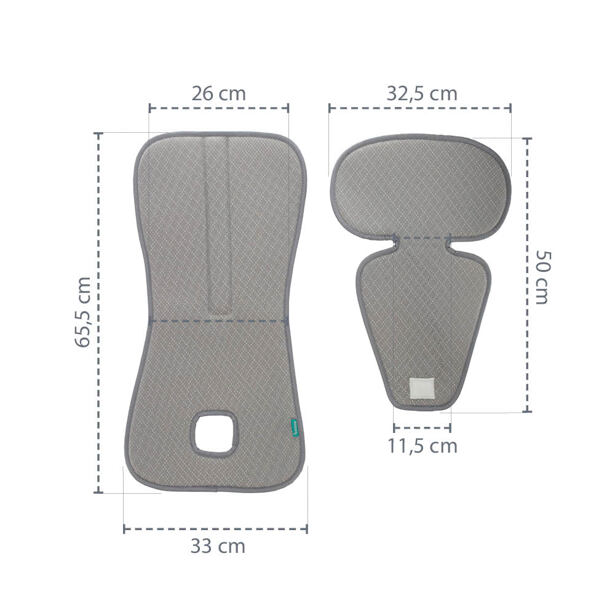 Prodyšná podložka do autosedačky Breeze sk. 2/3 Ice Grey
