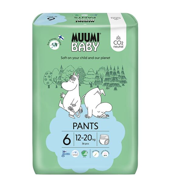 Muumi Baby Pants 6 Junior 12-20 kg (36 ks), nohavičkové eko plienky