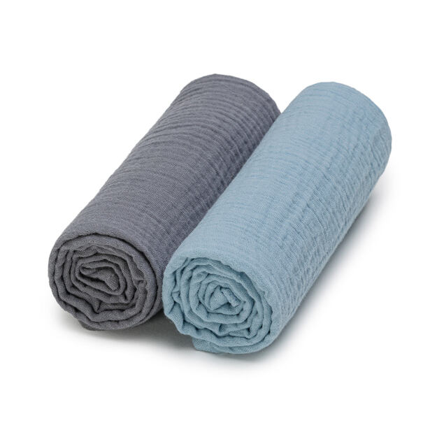 T-TOMI BIO Mušelínové pleny Grey + Blue