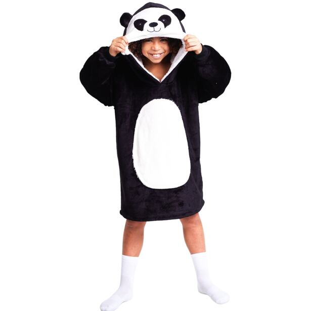 Cozy Noxxiez CH326 Panda - hrejivá televízna mikinová deka s kapucňou pre deti 7 - 12 rokov