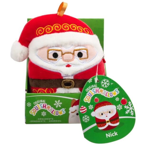 SQUISHMALLOWS Vianočná ozdoba Santa s okuliarmi - Nick, 10 cm