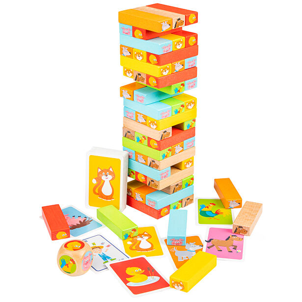 New Classic Toys Drevená veža Jenga so zvieratkami