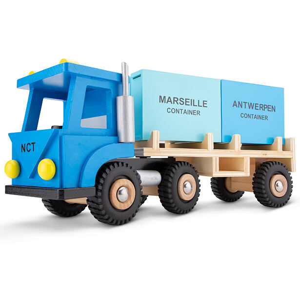 New Classic Toys Dřevěný nákladní vůz se dvěma kontejnery - Harbor Line