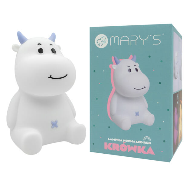 Mary's LED Silikónová nočná lampička RGB kravička modrá