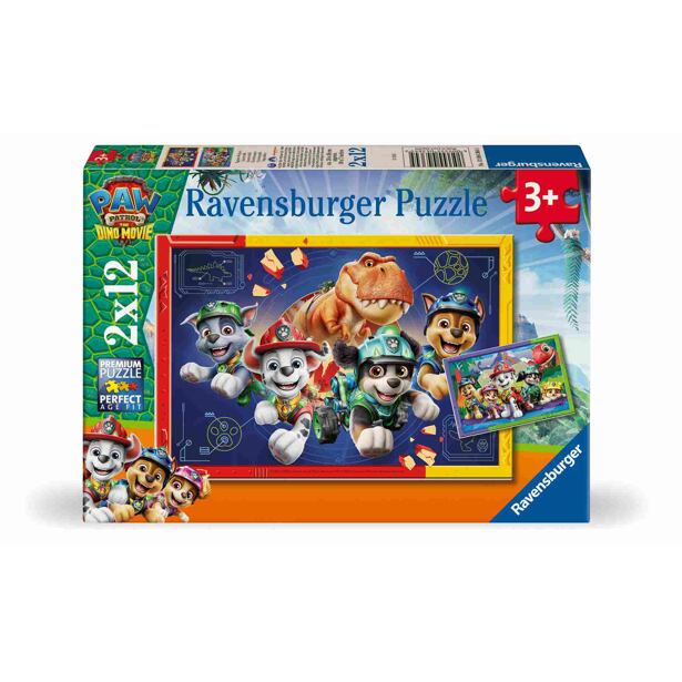 Ravensburger Patrula Cățelușilor: Puzzle cu dinozauri, 2x12 piese