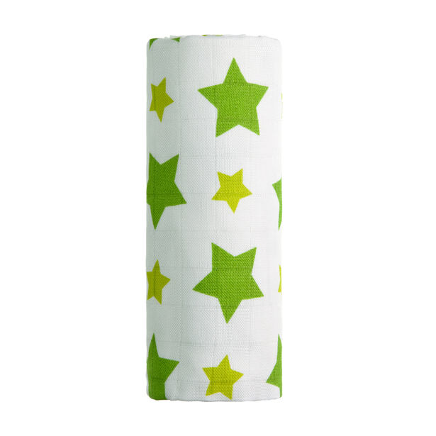 T-TOMI BIO Bambusová osuška, green stars / zelené hviezdičky