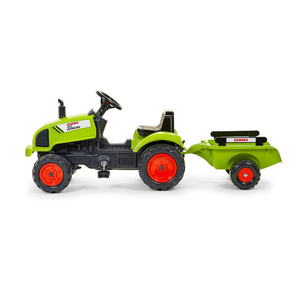 FALK Šliapací traktor Claas Arion s vlečkou a otváracou kapotou