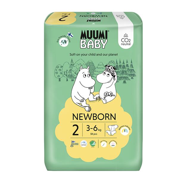 Muumi Baby 2 Newborn 3-6 kg (58 ks), eko plienky
