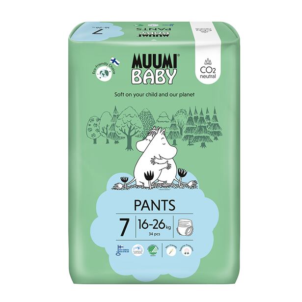 Muumi Baby Pants 7 XL 16-26 kg (34 ks), nohavičkové eko plienky