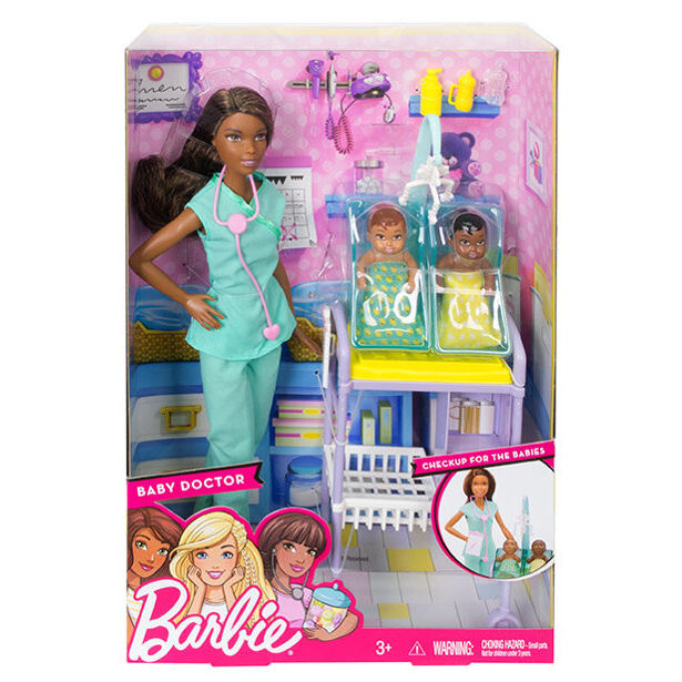 Mattel Barbie Povolanie herný set s bábikou Baby Doctor s dvojčatami-černoška