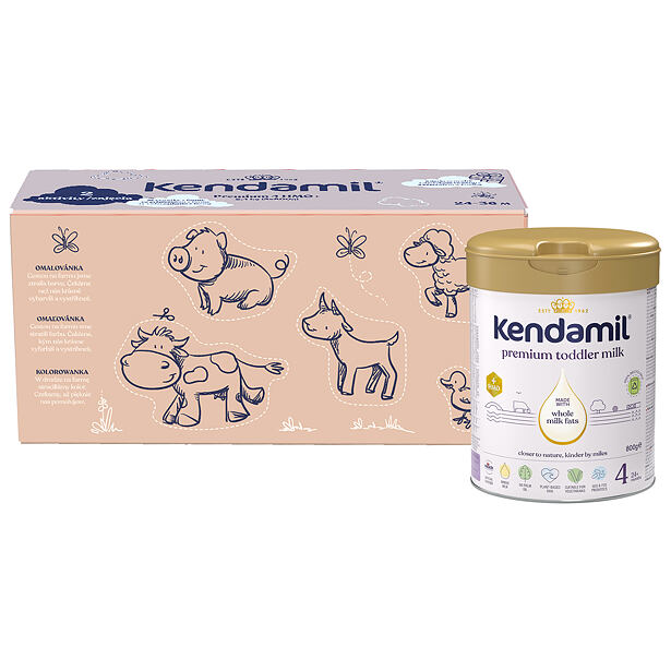 Kendamil Premium 4 HMO+, 2,4 kg (3× 800 g), kreatívne balenie s darčekom