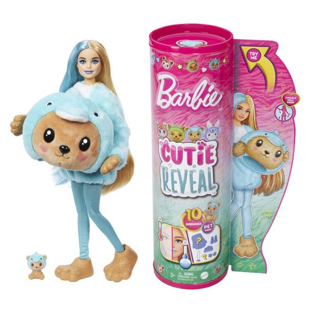 Mattel Barbie Cutie Reveal Barbie v kostýmu - Medvídek v modrém kostýmu delfína
