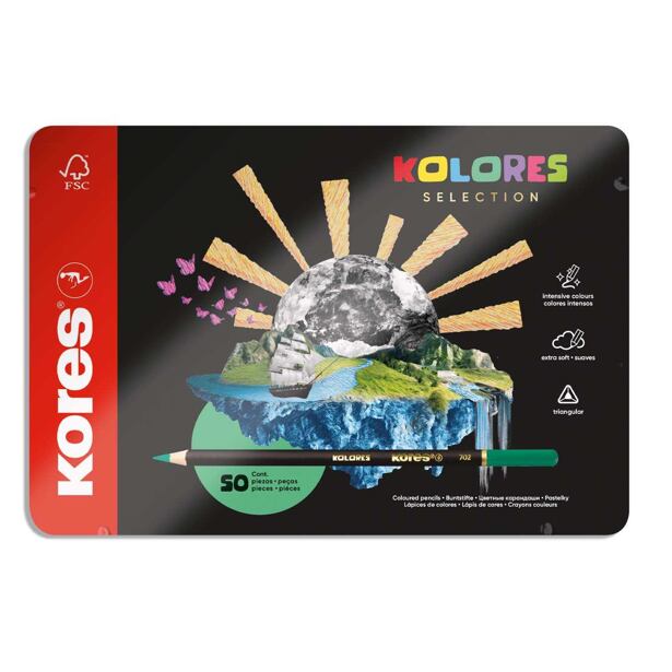 Kores Pastelky Kolores selection dárkové v plechu 50 barev