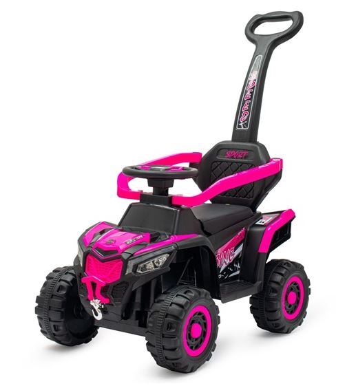 Dětské elektrické odrážedlo Baby Mix Ruggy s vodící tyčí růžové