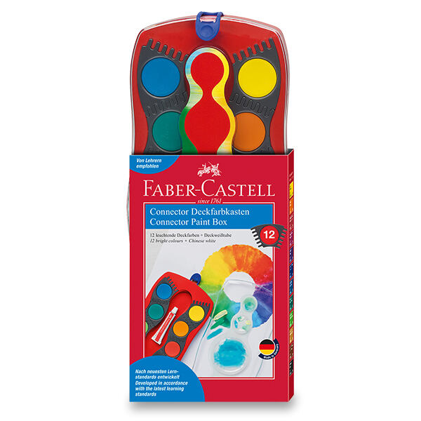 FABER-CASTELL Vodové barvy Connector 12 barev, průměr 30 mm
