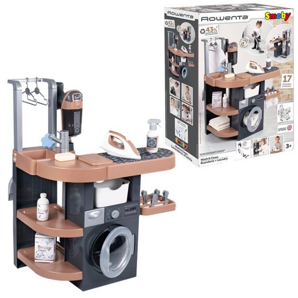 Mașină de spălat rufe Smoby 3 în 1 cu fier de călcat și aspirator vertical Rowenta