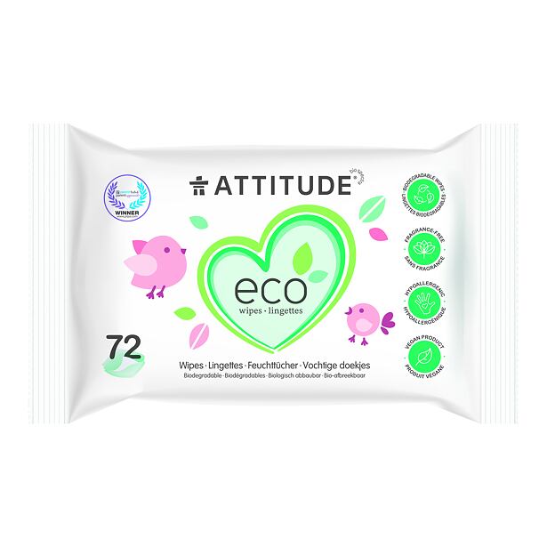 ATTITUDE Vlhčené ubrousky bez vůně (72 ks)