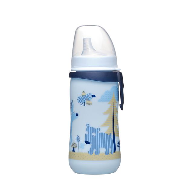 Nip fľaša First cup, 330 ml, chlapec, silikón cumlík na pitie