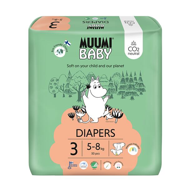 Muumi Baby 3 Midi 5-8 kg (50 ks), eko plienky