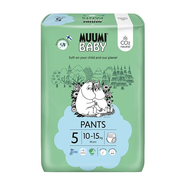 Muumi Baby Pants 5 Maxi+ 10-15 kg (38 ks), nohavičkové eko plienky