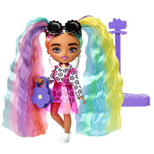 Mattel Barbie Extra Mini bábika s dúhovými vlasmi