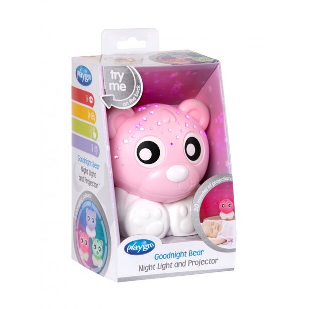 Playgro - Zaspávacia lampička medvedík s projektorom ružovo-biely
