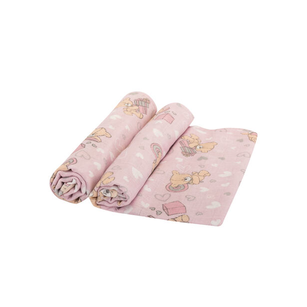 Bomimi Osuška TETRA Premium 140 g/m2, 2ks, 80x100, medvídek-růžová