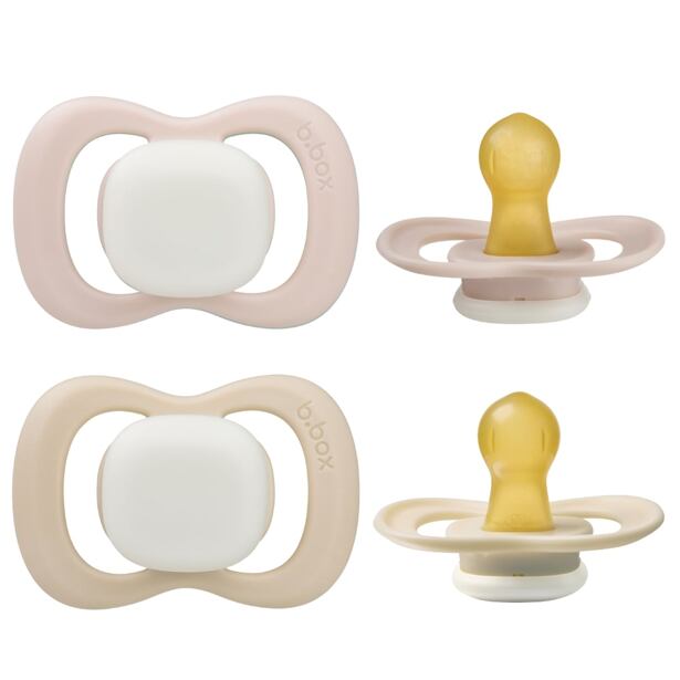 b.box Cumlíky z prírodného kaučuku 0-6m, 2ks - GLOW svetlo ružový/latte