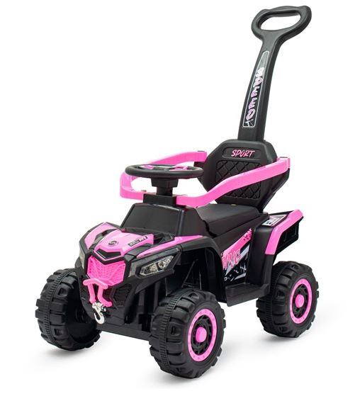 Dětské elektrické odrážedlo Baby Mix Ruggy s vodící tyčí baby pink
