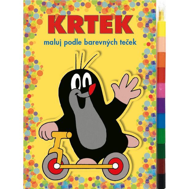 Maľuj podľa farebných bodiek + MAXI voskovka - Krtko 1