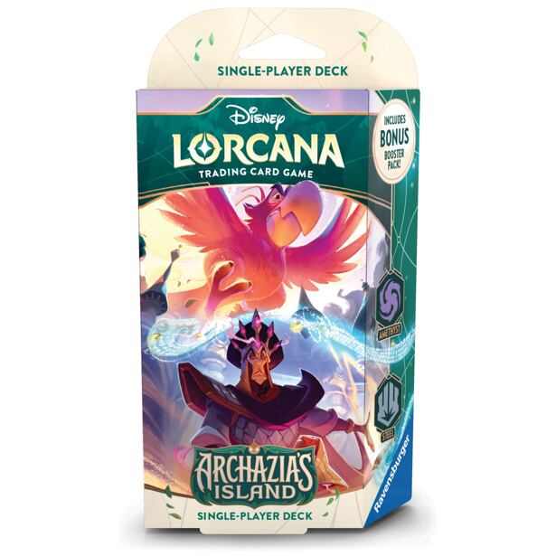 Ravensburger Disney Lorcana: Archazia's Island - Starter Deck jeden AMETHYST & STEEL IAGO & JAFAR