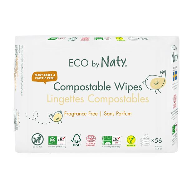 Naty ECO vlhčené obrúsky bez vône - pre citlivú pokožku - výhodné balenie (3 x 56 ks)