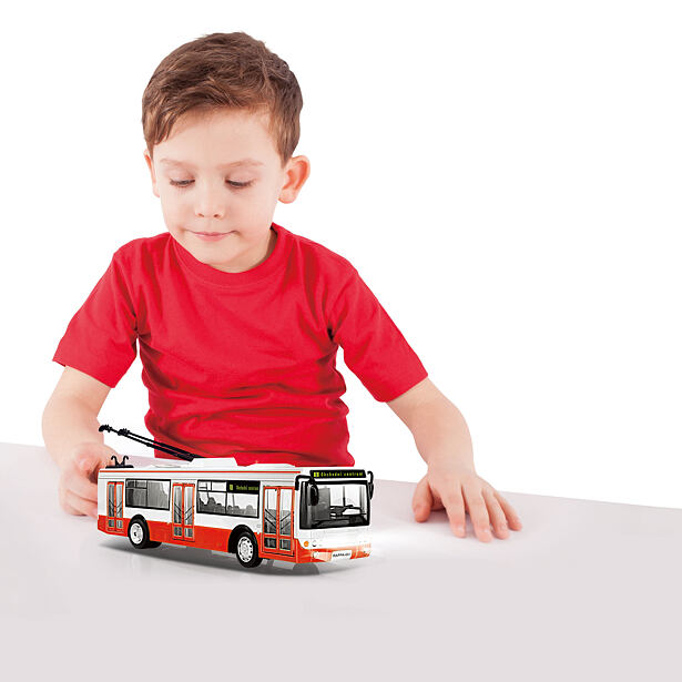 Rappa Trolejbus hlásí zastávky česky s funkčními dveřmi, 28 cm