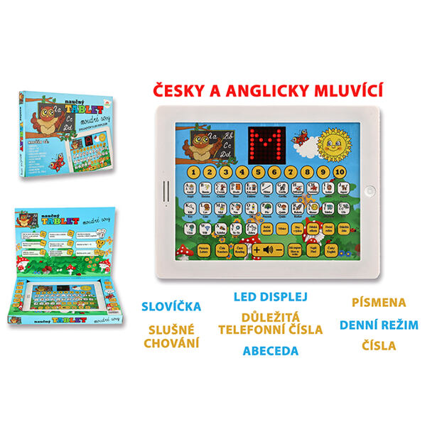 TEDDIES Náučný tablet múdre sovy dvojjazyčný CZ+AJ