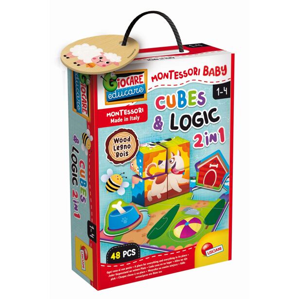 Lisciani Montessori Dřevěné kostky a logic