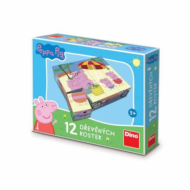 Dino PEPPA PIG 12 Drevené licenčné kocky