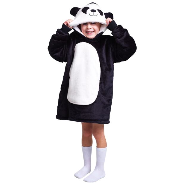 Cozy Noxxiez CH306 Panda - hrejivá televízna mikinová deka s kapucňou pre deti 3 - 6 rokov