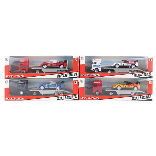 DIE-CAST Kamión s autom kov, 4 farby