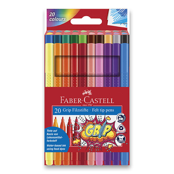FABER-CASTELL Dětské fixy Grip 20 barev