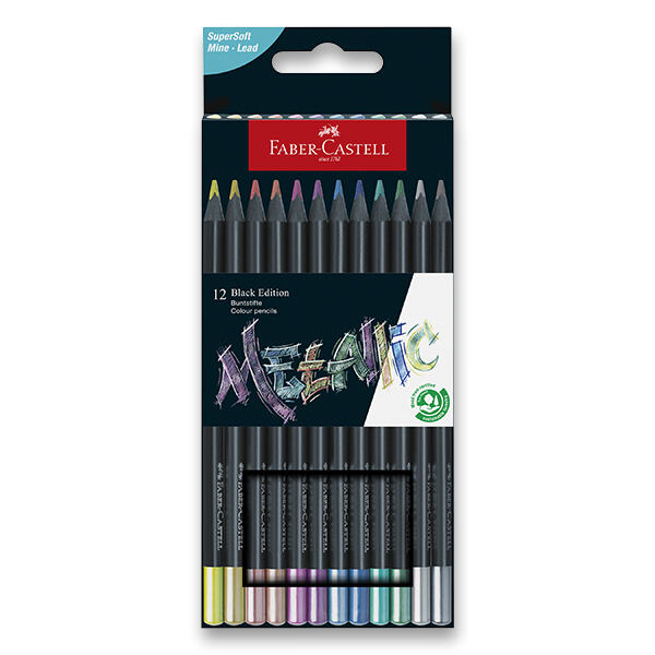 FABER-CASTELL Pastelky Black Edition Metalic 12 barev