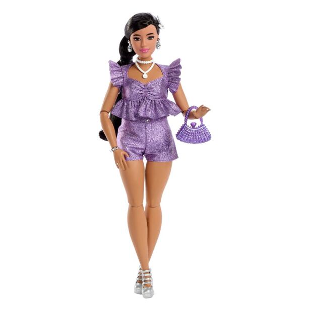 Mattel Barbie DeLuxe Modelka - fialové kraťasy